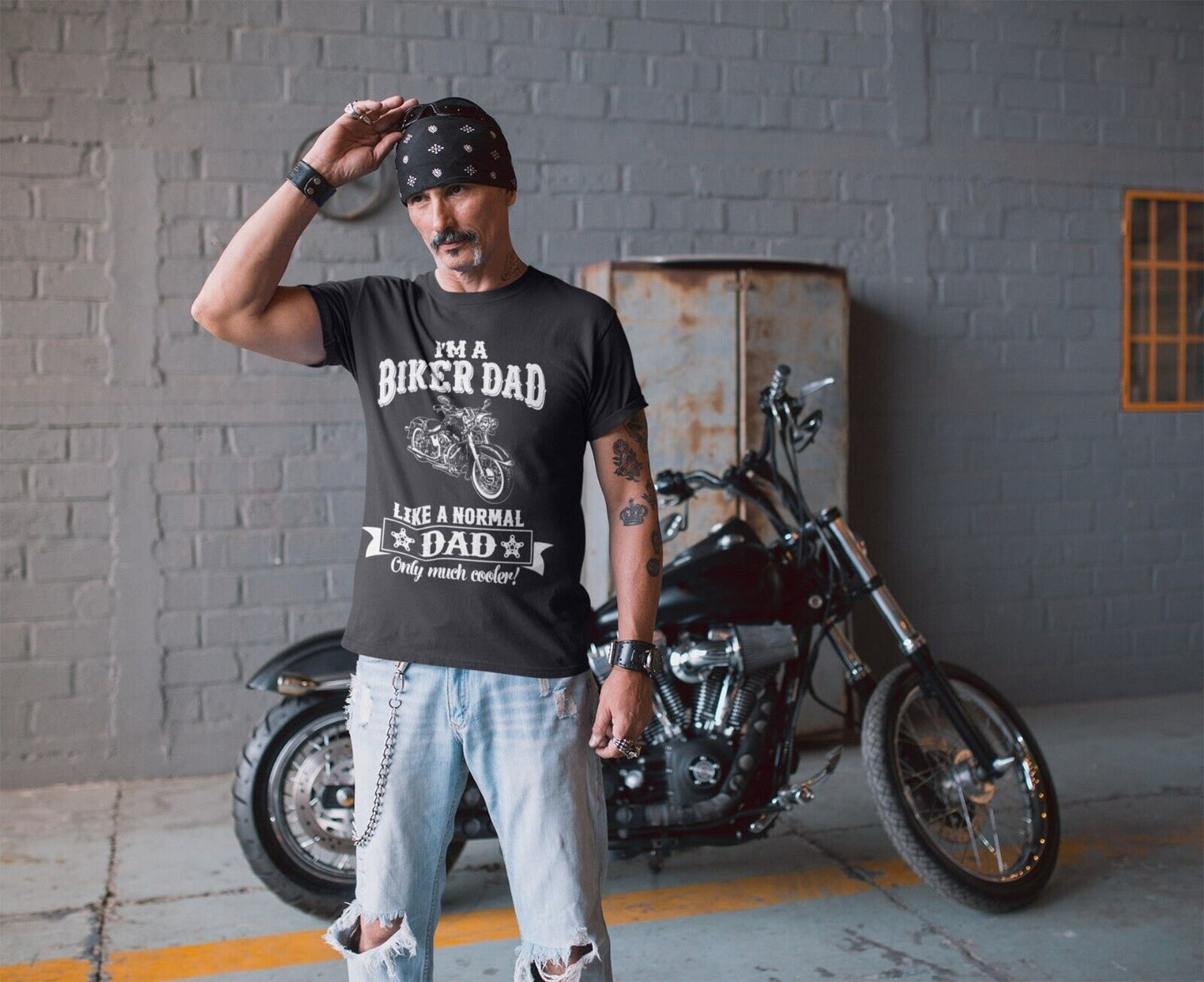 Funny I'M A BIKER DAD LIKE A NORMAL DAD ONLY MUCH COOLER T-Shirt Motorcycle gift T-Shirt