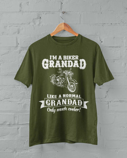 Funny I'm A Biker Grandad T-Shirt, Like A Normal Grandad Only Cooler Motorcycle T-Shirt Gift