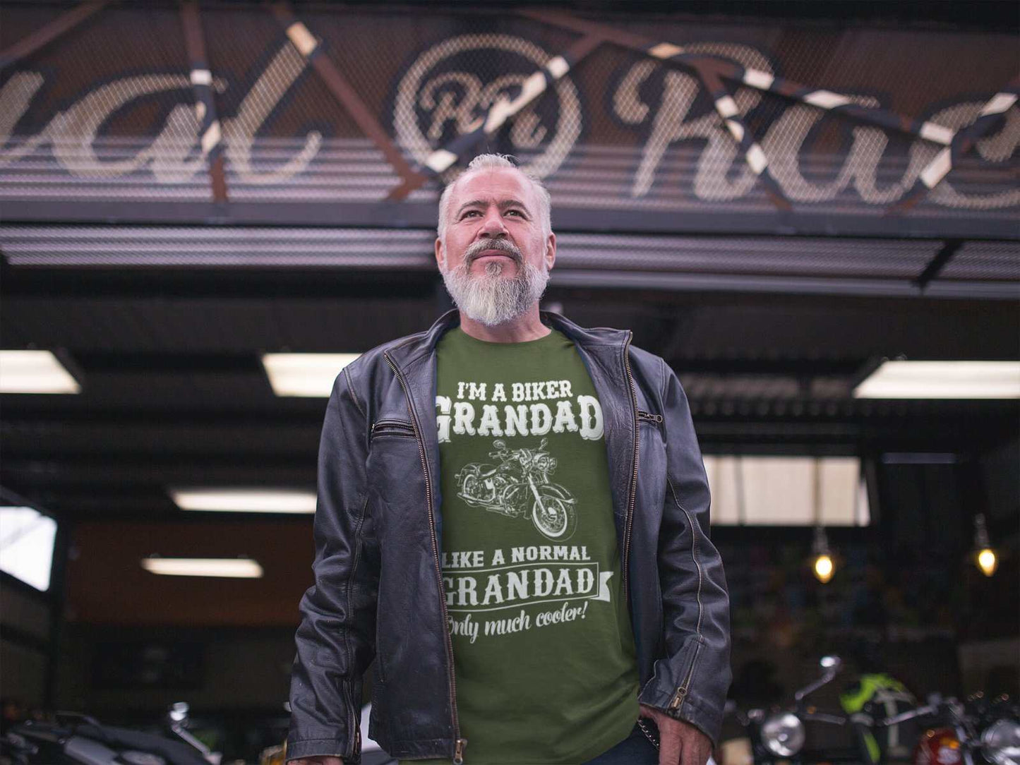 Funny I'm A Biker Grandad T-Shirt, Like A Normal Grandad Only Cooler Motorcycle T-Shirt Gift