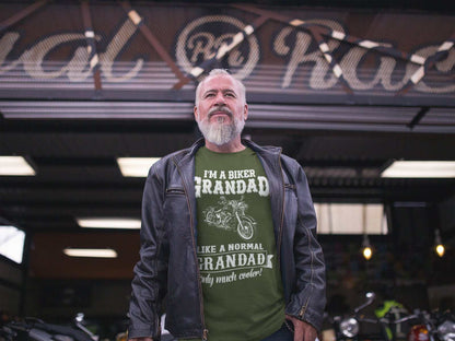 Funny I'm A Biker Grandad T-Shirt, Like A Normal Grandad Only Cooler Motorcycle T-Shirt Gift