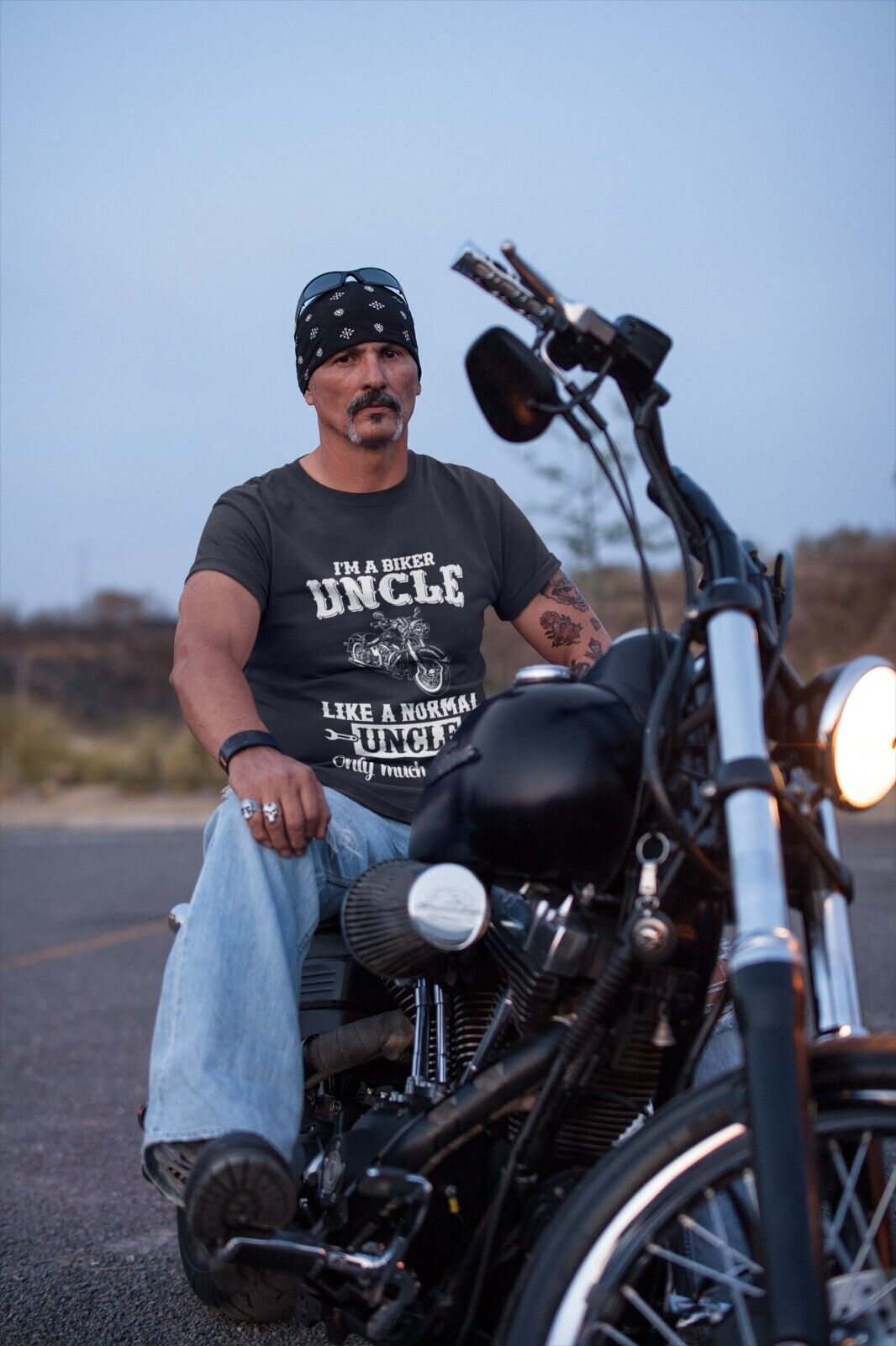 Funny I'M A BIKER UNCLE LIKE A NORMAL UNCLE ONLY MUCH COOLER T-Shirt Motorcycle T-Shirt Gift