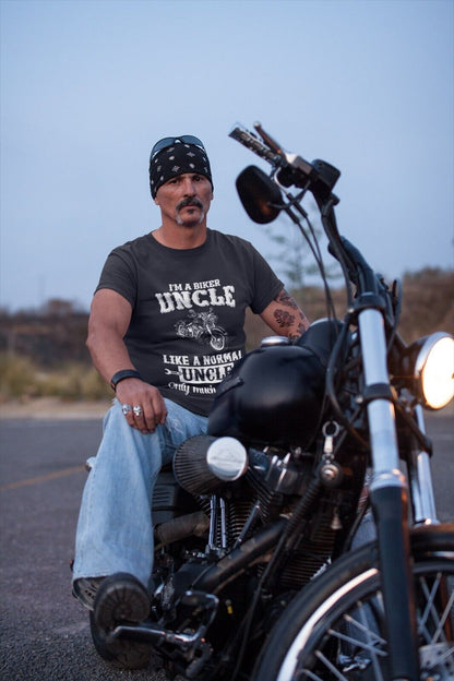 Funny I'M A BIKER UNCLE LIKE A NORMAL UNCLE ONLY MUCH COOLER T-Shirt Motorcycle T-Shirt Gift