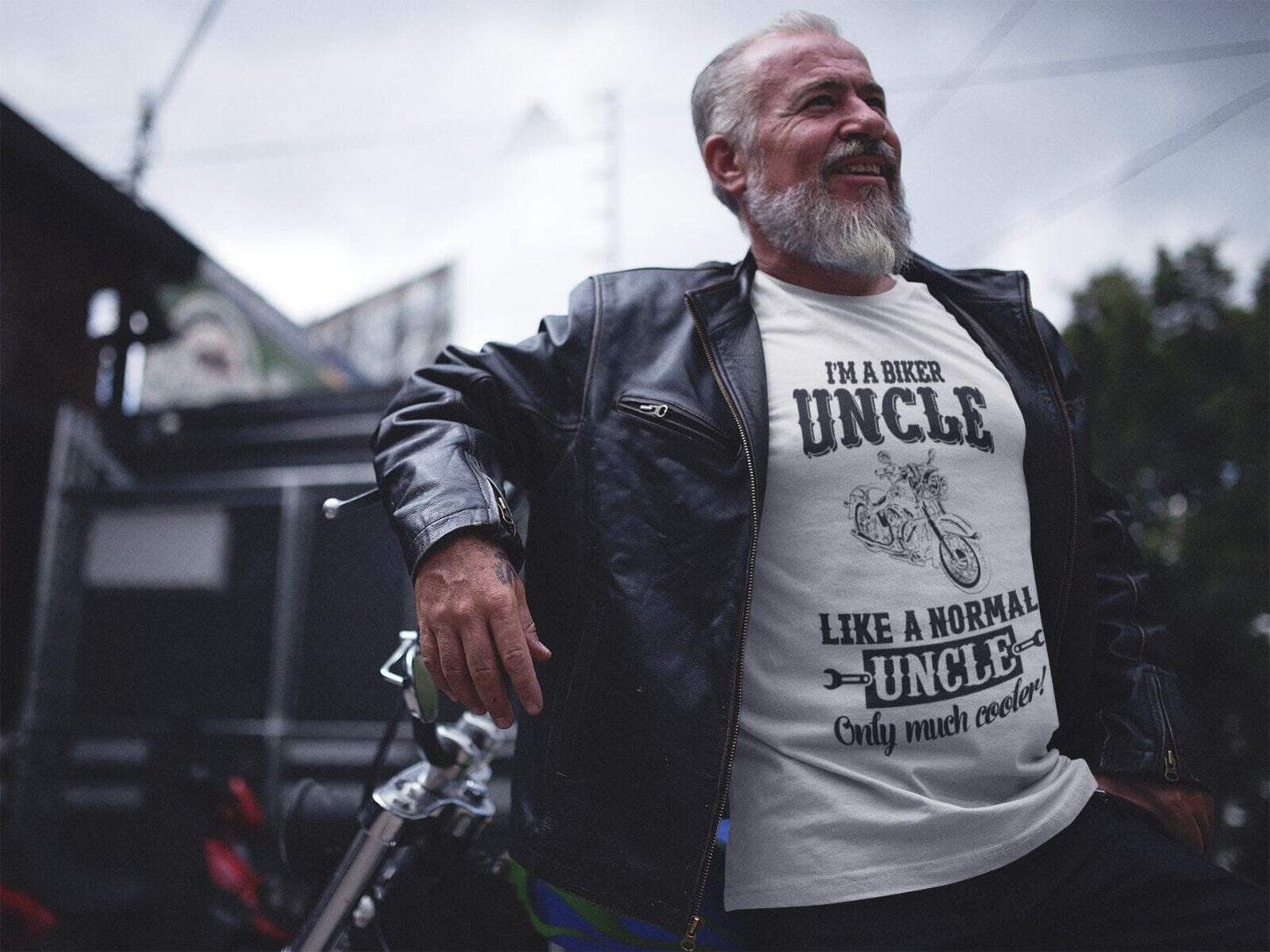 Funny I'M A BIKER UNCLE LIKE A NORMAL UNCLE ONLY MUCH COOLER T-Shirt Motorcycle T-Shirt Gift