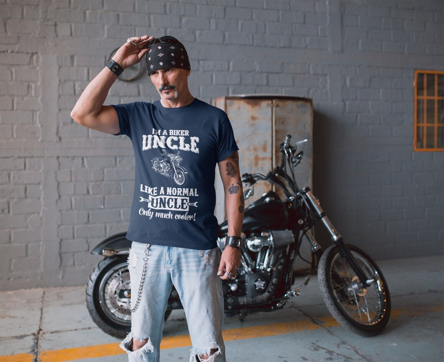 Funny I'M A BIKER UNCLE LIKE A NORMAL UNCLE ONLY MUCH COOLER T-Shirt Motorcycle T-Shirt Gift