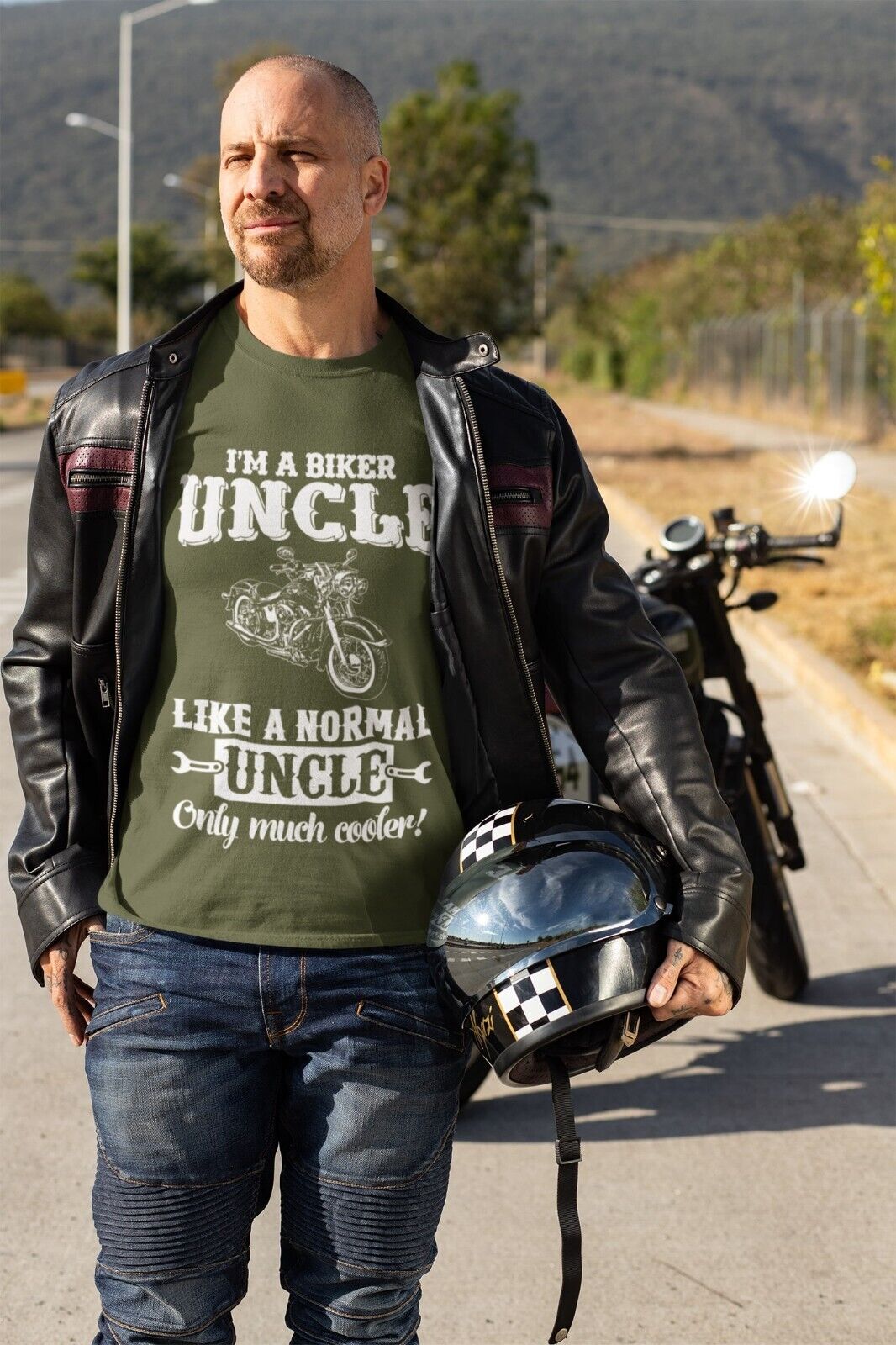 Funny I'M A BIKER UNCLE LIKE A NORMAL UNCLE ONLY MUCH COOLER T-Shirt Motorcycle T-Shirt Gift