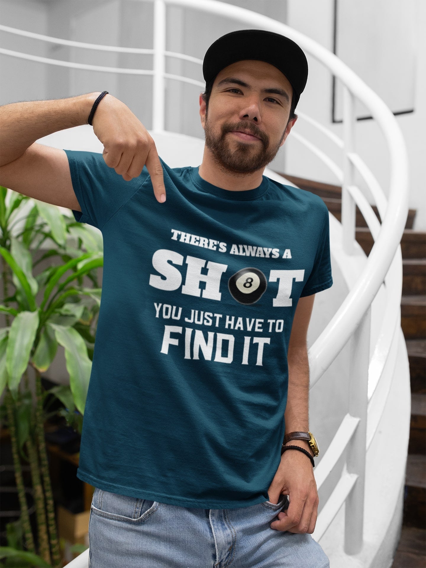 Funny Pool T-Shirt There Is Always A Shot You Just Have To Find It 8 Ball Graphic Novelty T-Shirt