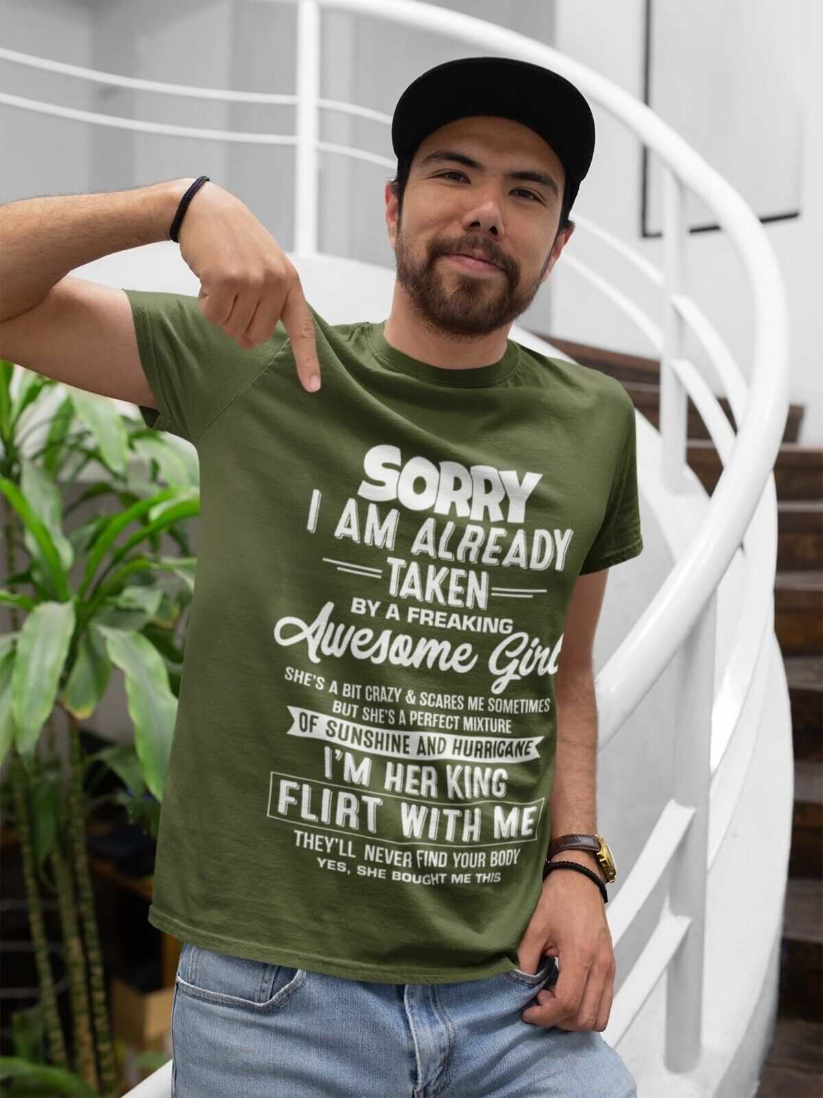Funny Relationship T-Shirt - Sorry, I’m Already Taken by a Freaking Awesome Girl T-Shirt