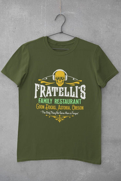 Funny Retro 80s Movie T-Shirt FRATELLI'S FAMILY RESTAURANT Good Docks Astoria T-Shirt