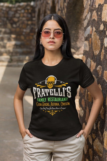Funny Retro 80s Movie T-Shirt FRATELLI'S FAMILY RESTAURANT Good Docks Astoria T-Shirt
