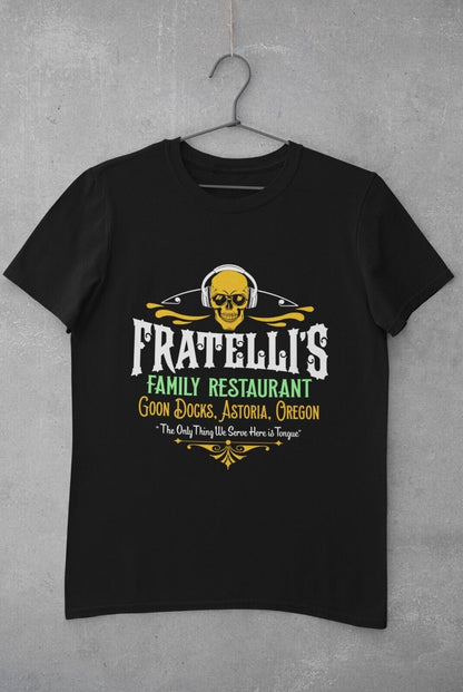 Funny Retro 80s Movie T-Shirt FRATELLI'S FAMILY RESTAURANT Good Docks Astoria T-Shirt
