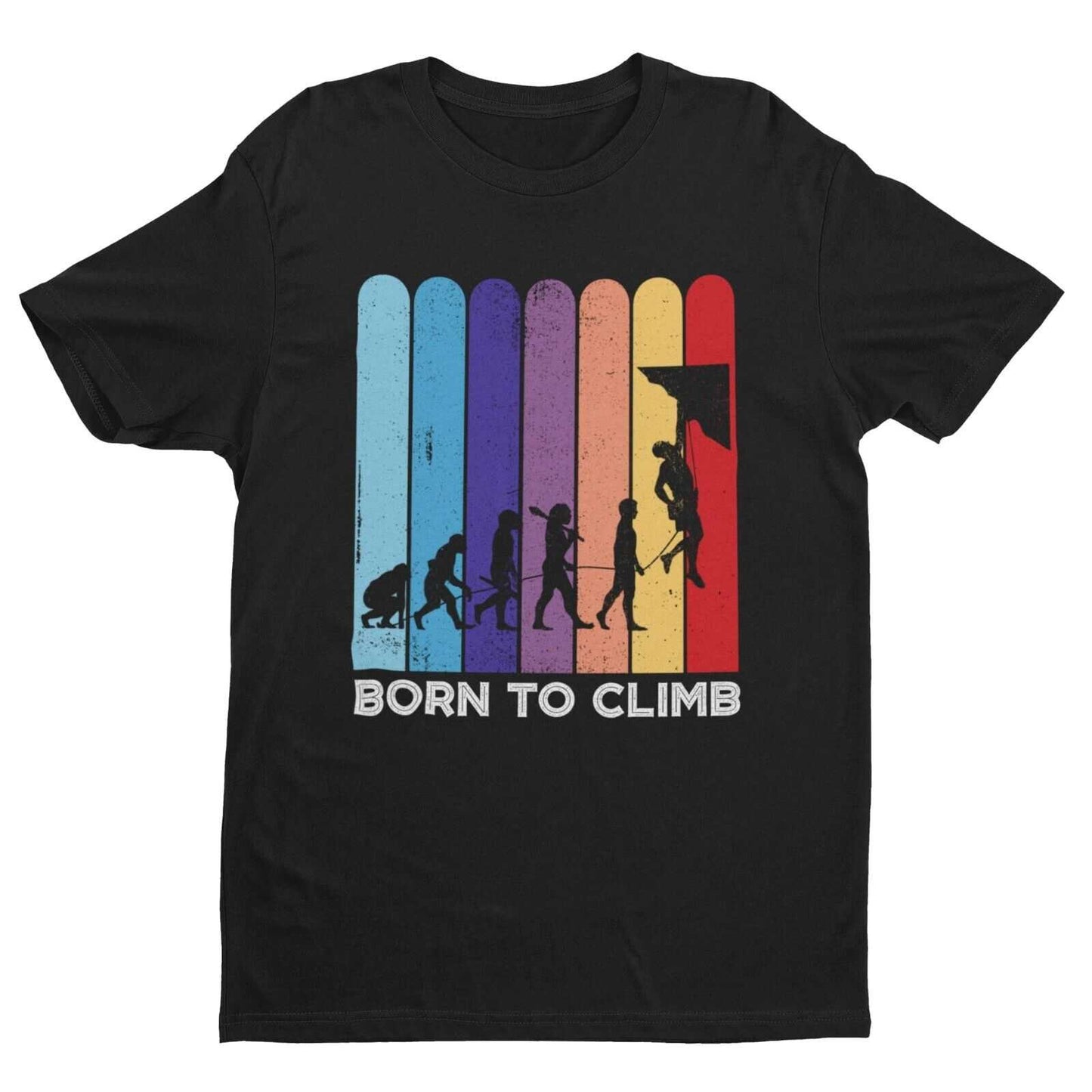Funny ROCK CLIMBING T-Shirt BORN TO CLIMB The Evolution of a Climber Gift T-Shirt