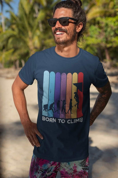 Funny ROCK CLIMBING T-Shirt BORN TO CLIMB The Evolution of a Climber Gift T-Shirt