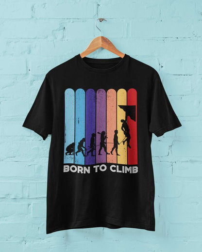 Funny ROCK CLIMBING T-Shirt BORN TO CLIMB The Evolution of a Climber Gift T-Shirt