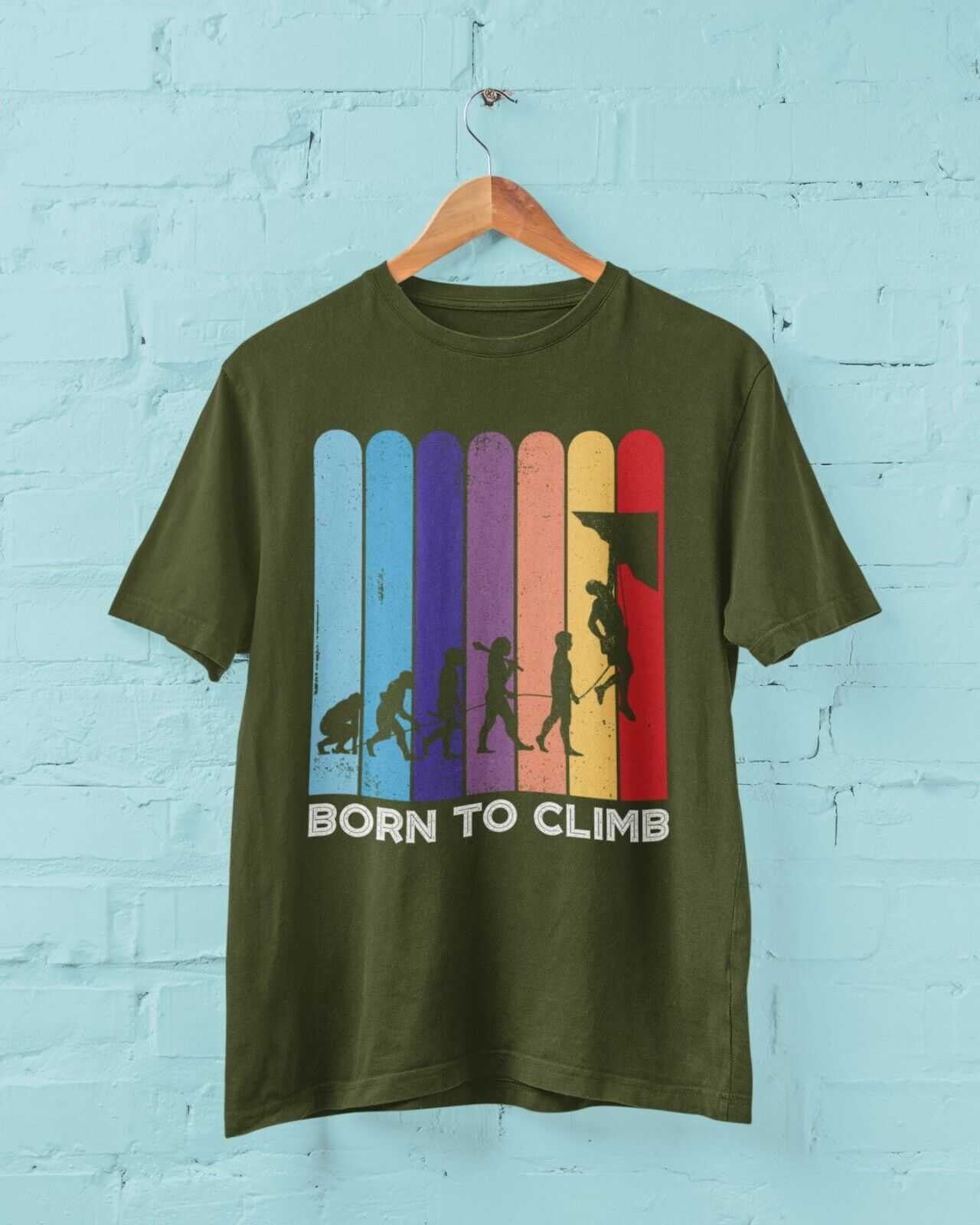 Funny ROCK CLIMBING T-Shirt BORN TO CLIMB The Evolution of a Climber Gift T-Shirt