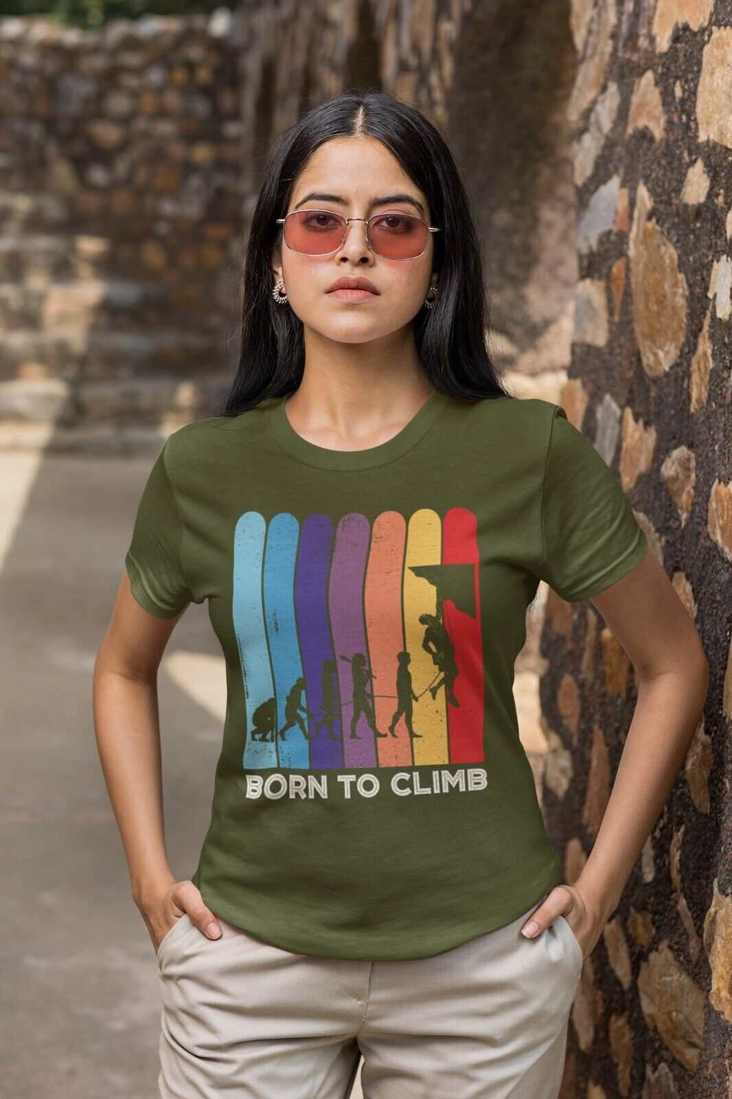 Funny ROCK CLIMBING T-Shirt BORN TO CLIMB The Evolution of a Climber Gift T-Shirt