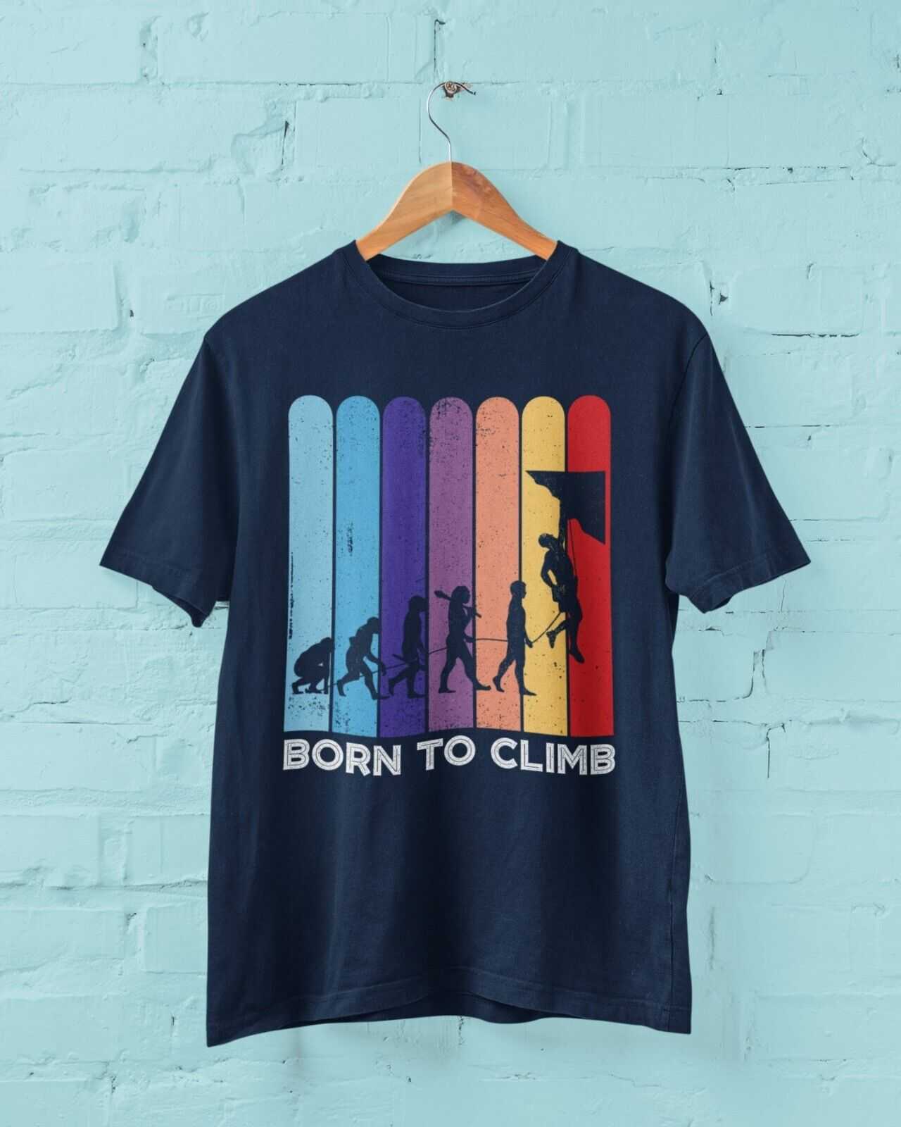 Funny ROCK CLIMBING T-Shirt BORN TO CLIMB The Evolution of a Climber Gift T-Shirt