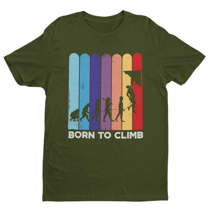 Funny ROCK CLIMBING T-Shirt BORN TO CLIMB The Evolution of a Climber Gift T-Shirt