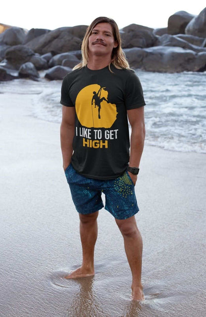 Funny ROCK CLIMBING T-Shirt I LIKE TO GET HIGH Gift Climber Free Climb T-Shirt