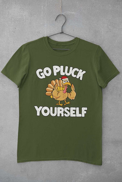 Funny Rude Christmas T-Shirt Go Pluck Yourself Xmas Turkey Funny Gift T-Shirt