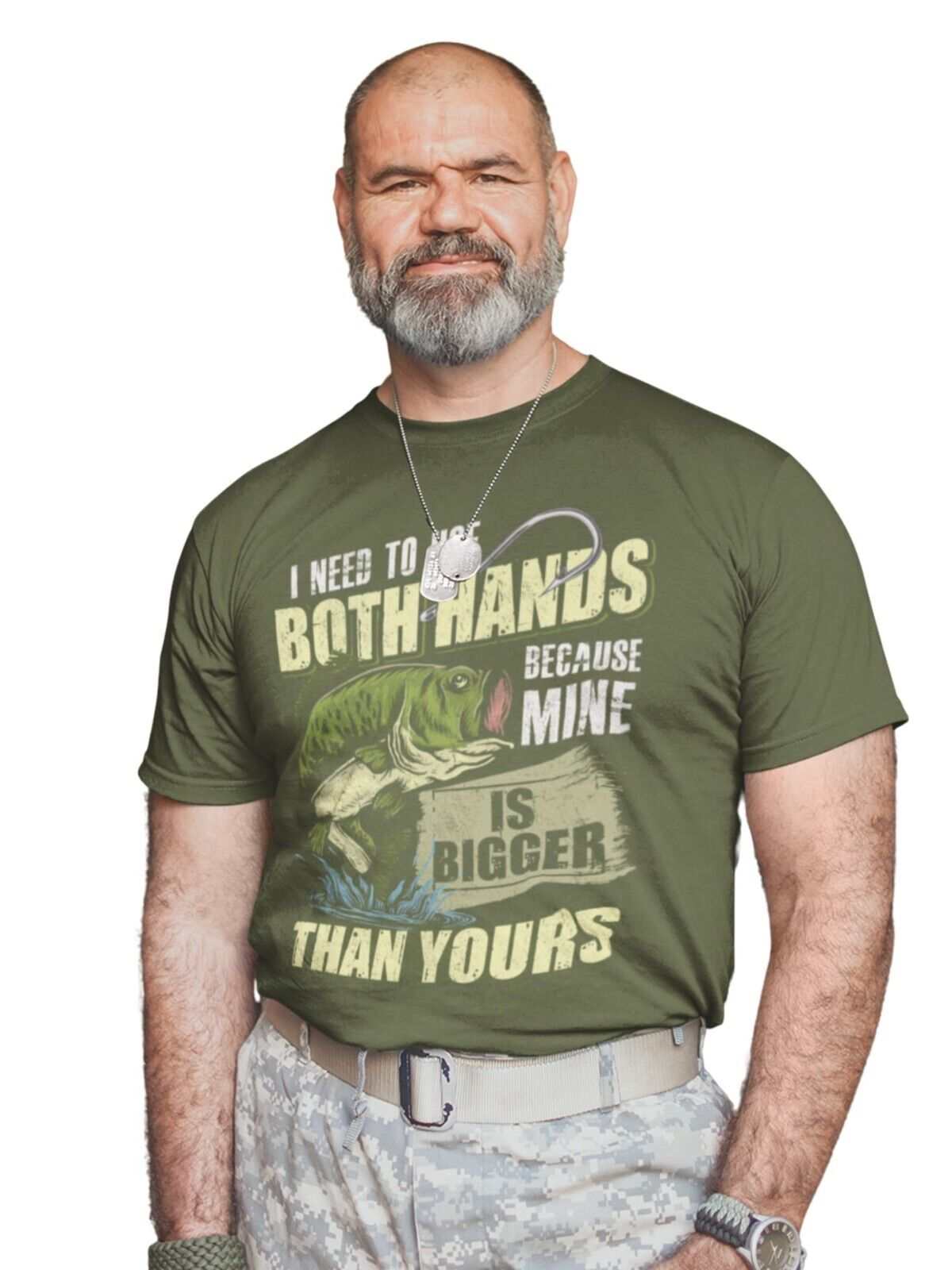 Funny Rude Fishing T-Shirt I USE BOTH HANDS BECAUSE MINE IS BIGGER THAN YOURS T-Shirt Gift