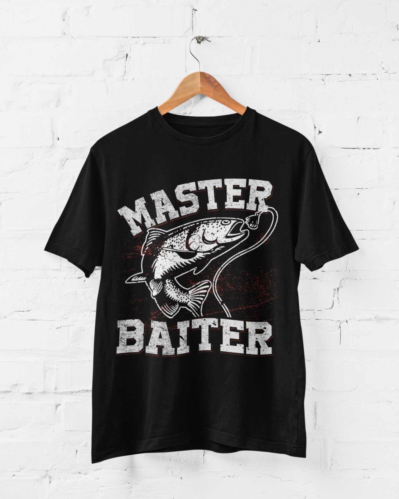Funny Rude Fishing T-Shirt Master Baiter W*nk Joke Angler Dad Grandad Naughty T-Shirt Gift