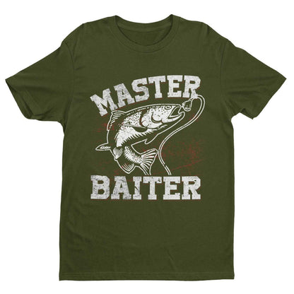 Funny Rude Fishing T-Shirt Master Baiter W*nk Joke Angler Dad Grandad Naughty T-Shirt Gift