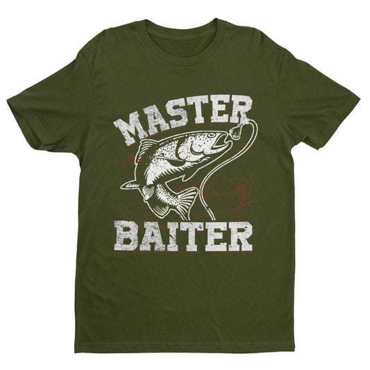Funny Rude Fishing T-Shirt Master Baiter W*nk Joke Angler Dad Grandad Naughty T-Shirt Gift