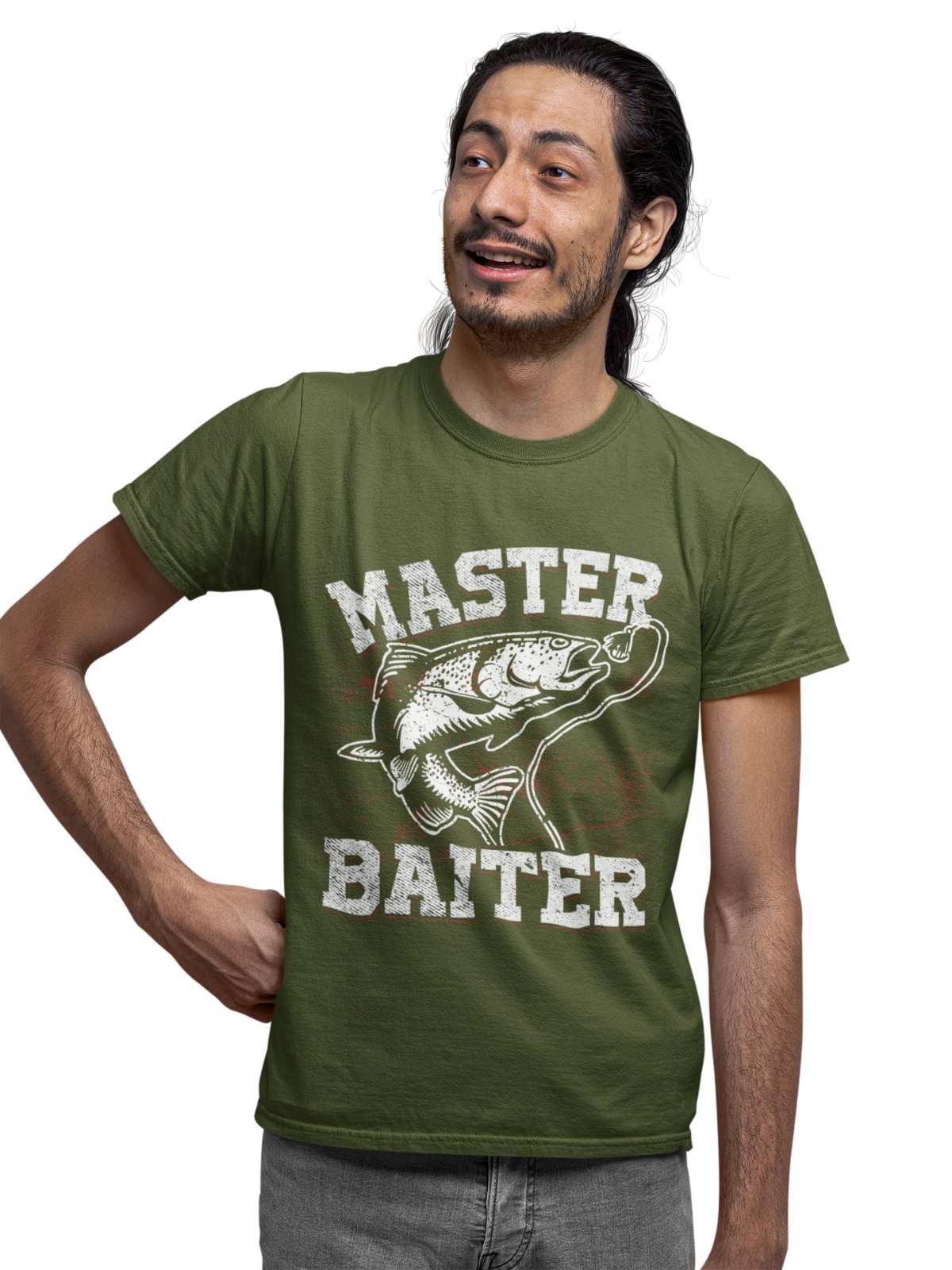 Funny Rude Fishing T-Shirt Master Baiter W*nk Joke Angler Dad Grandad Naughty T-Shirt Gift