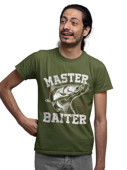 Funny Rude Fishing T-Shirt Master Baiter W*nk Joke Angler Dad Grandad Naughty T-Shirt Gift