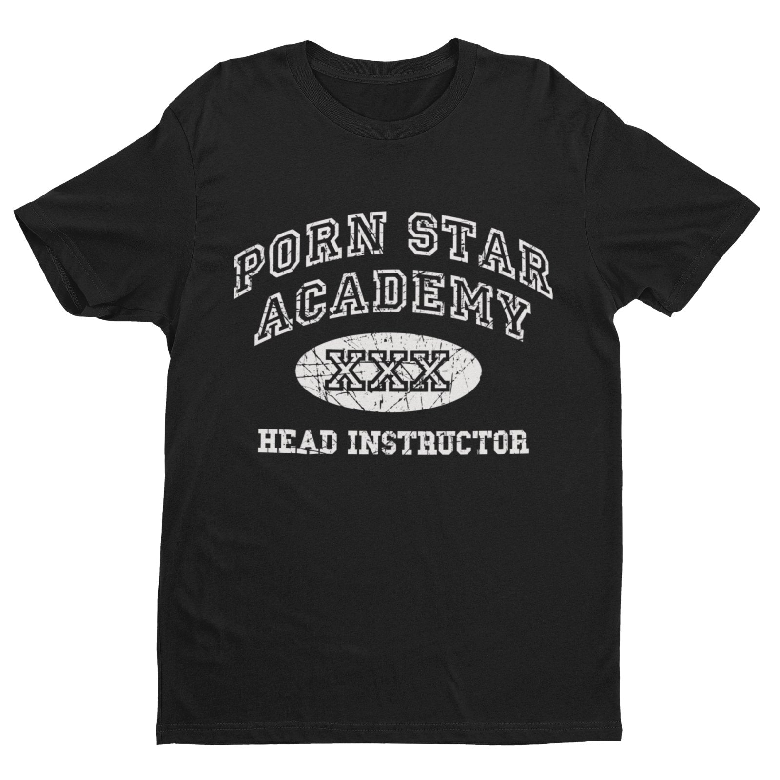 Funny Rude Joke T-Shirt PORN STAR ACADEMY HEAD INSTRUCTOR Novelty Vintage Look T-Shirt