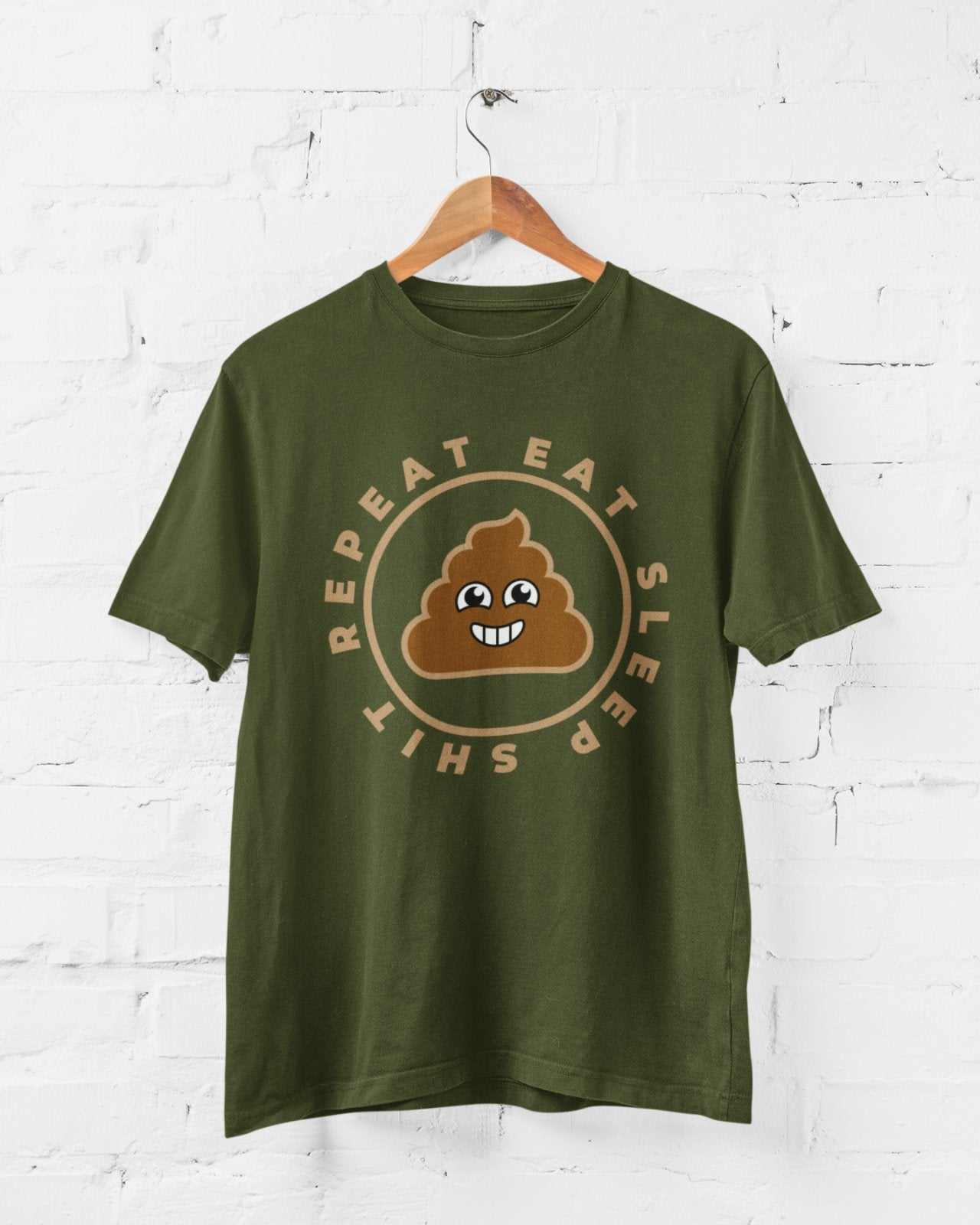 Funny Sarcastic Rude T-Shirt Eat Sleep Sh*t Repeat Banter Smiling Poo Joby FAF T-Shirt