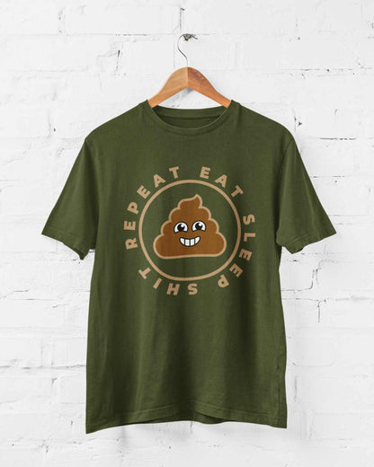 Funny Sarcastic Rude T-Shirt Eat Sleep Sh*t Repeat Banter Smiling Poo Joby FAF T-Shirt