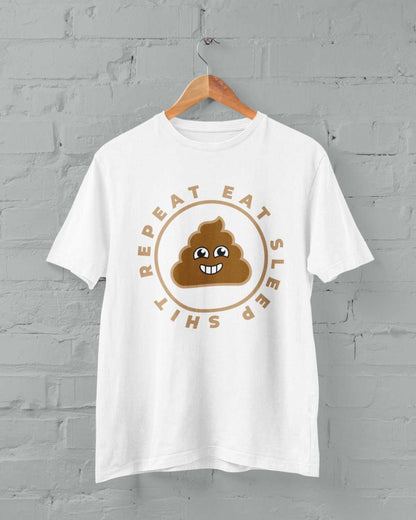Funny Sarcastic Rude T-Shirt Eat Sleep Sh*t Repeat Banter Smiling Poo Joby FAF T-Shirt