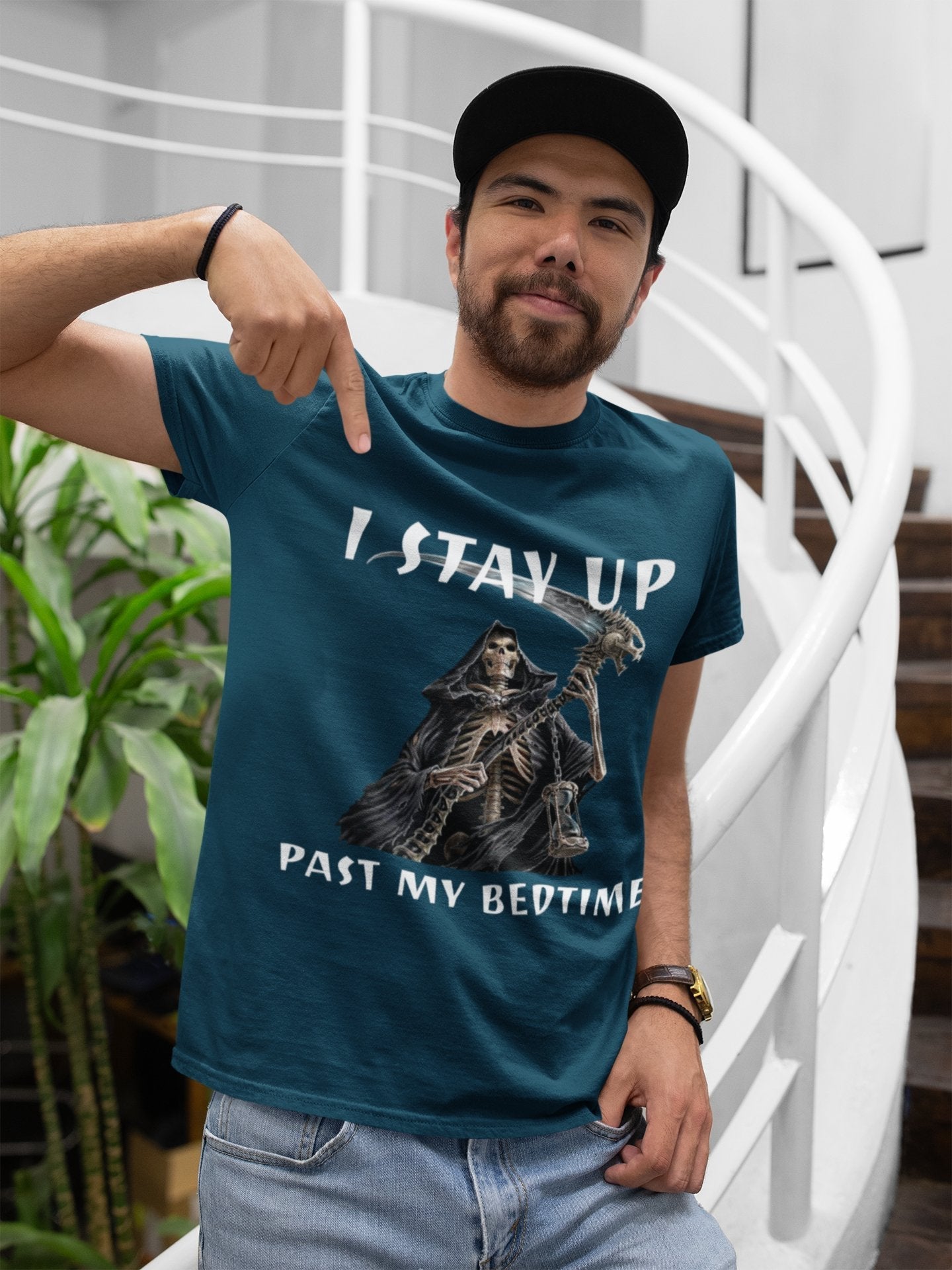 Funny Sarcastic T-Shirt I Stay Up Past My Bedtime Grim Reaper Night Owl Humour T-Shirt