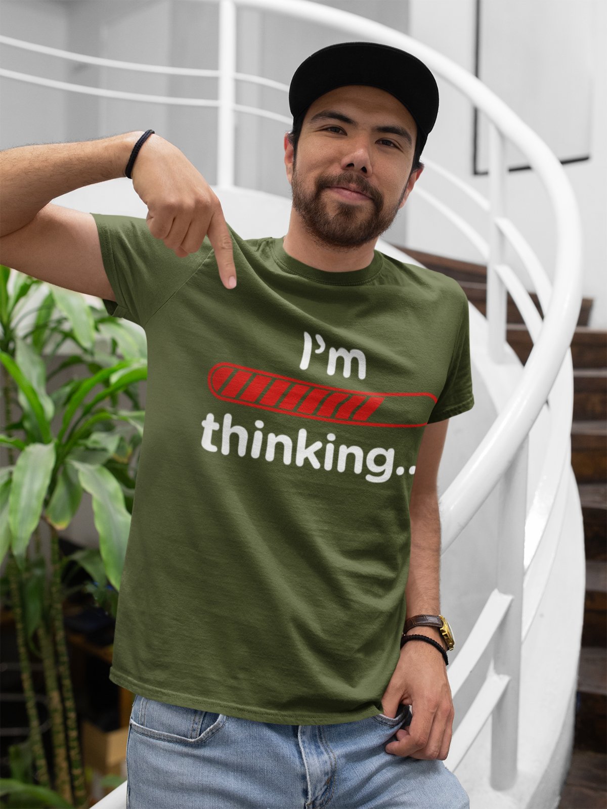 Funny Sarcastic T-Shirt I'm Thinking With Loading Bar Novelty Gift Joke T-Shirt