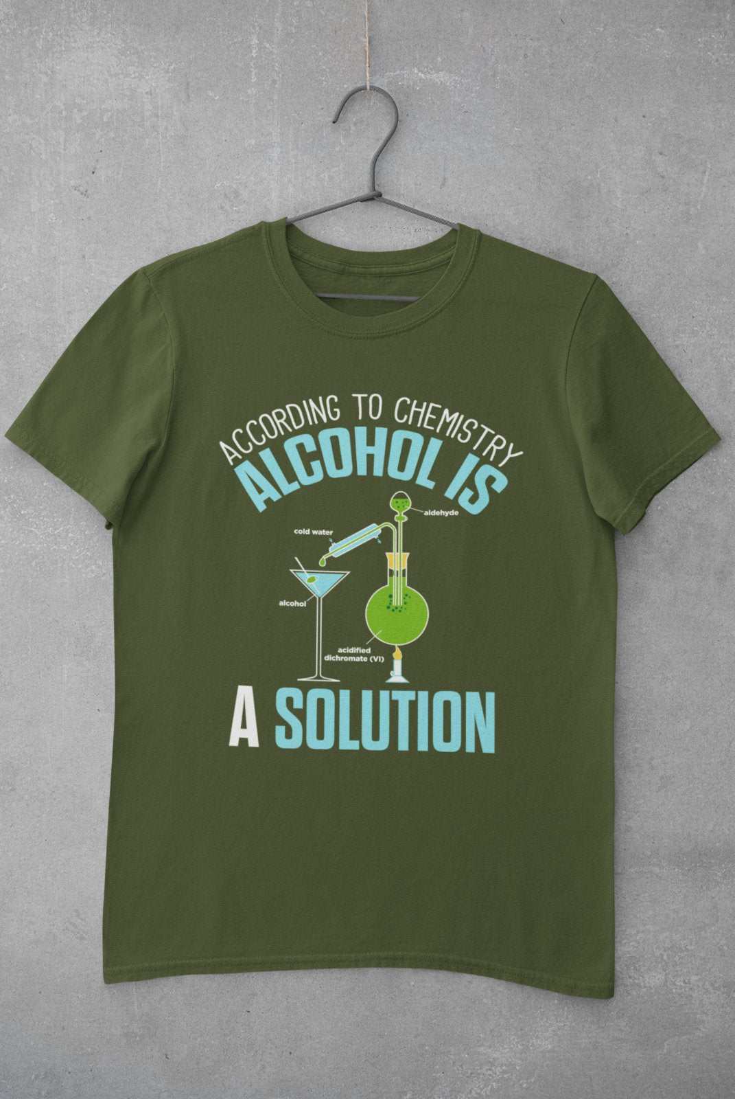 Funny T-Shirt According To Chemistry Alcohol Is A Solution Drinking Joke Science T-Shirt