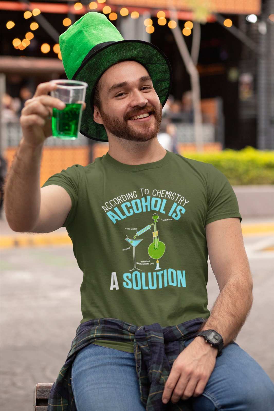 Funny T-Shirt According To Chemistry Alcohol Is A Solution Drinking Joke Science T-Shirt