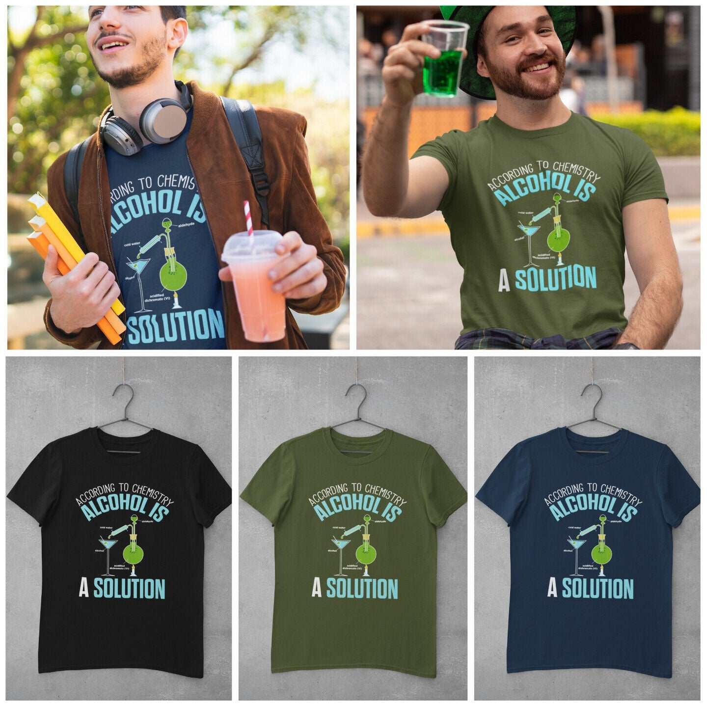 Funny T-Shirt According To Chemistry Alcohol Is A Solution Drinking Joke Science T-Shirt