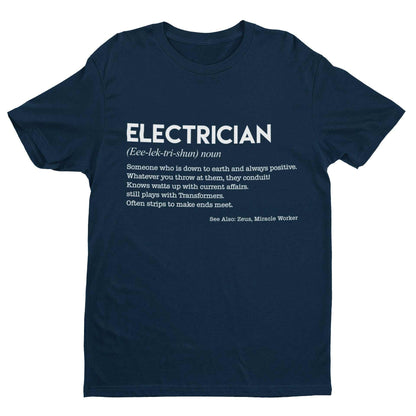 Funny T-Shirt ELECTRICIAN Dictionary Definition Novelty Worker Gift Joke Spark T-Shirt