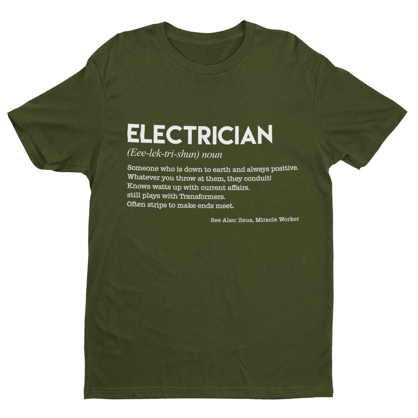 Funny T-Shirt ELECTRICIAN Dictionary Definition Novelty Worker Gift Joke Spark T-Shirt