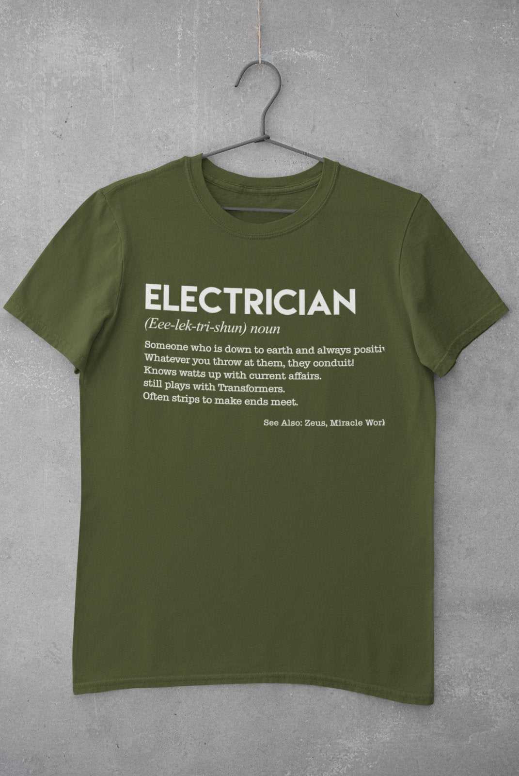 Funny T-Shirt ELECTRICIAN Dictionary Definition Novelty Worker Gift Joke Spark T-Shirt