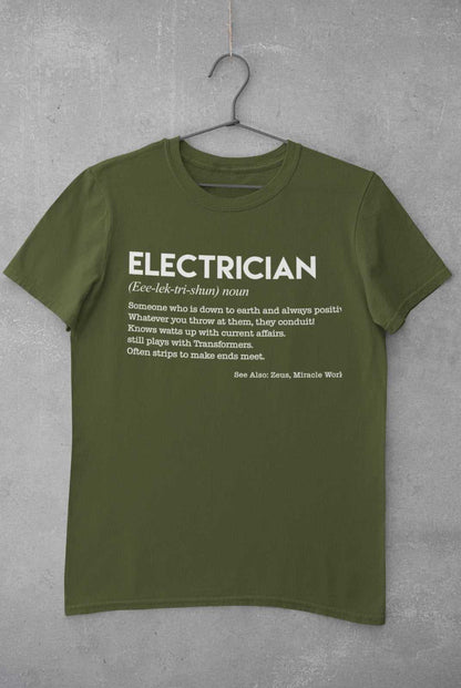 Funny T-Shirt ELECTRICIAN Dictionary Definition Novelty Worker Gift Joke Spark T-Shirt
