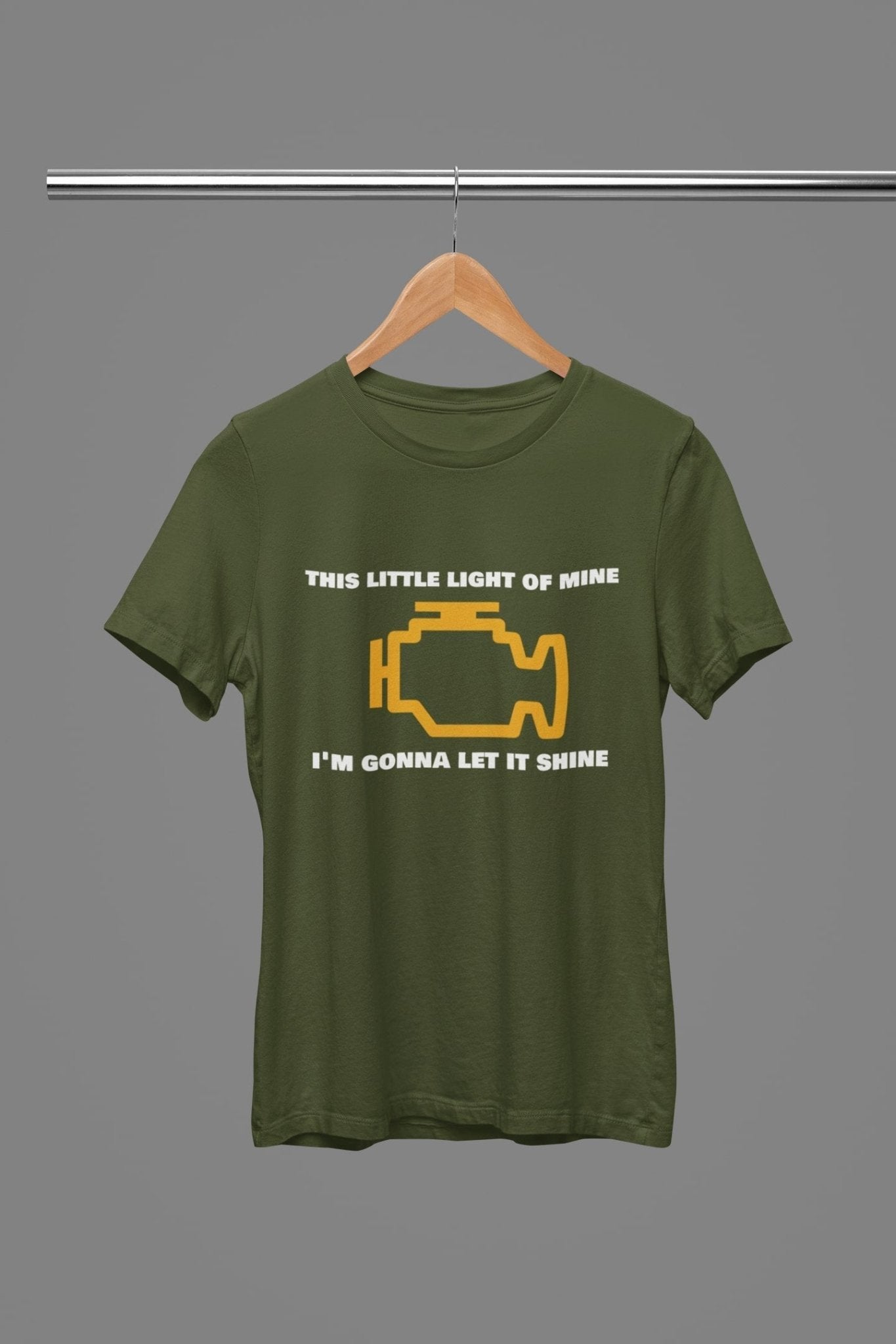 Funny T-Shirt Engine Warning Light This Little Light Of Mine Car Joke Gift T-Shirt