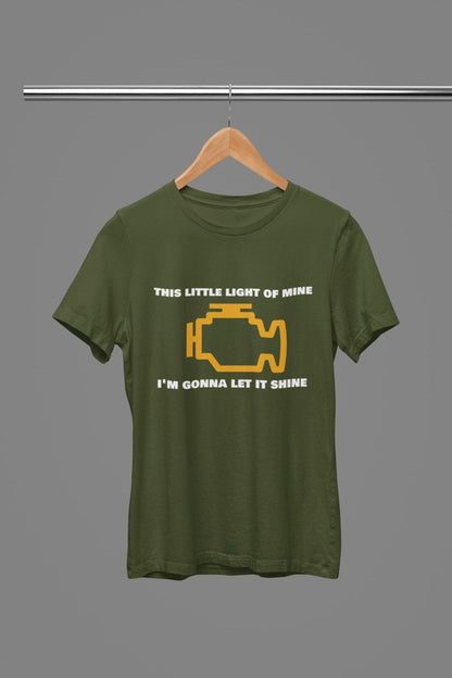 Funny T-Shirt Engine Warning Light This Little Light Of Mine Car Joke Gift T-Shirt