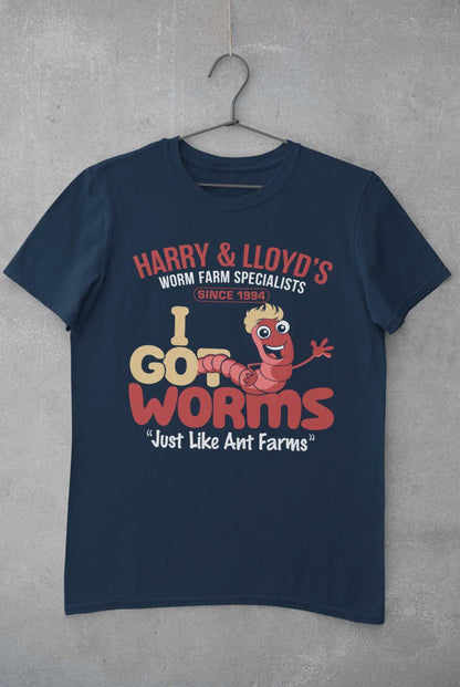 Funny T-Shirt Harry & Lloyds Worm Farm Dumber Dumb Retro Movie 1994 Joke Gift T-Shirt
