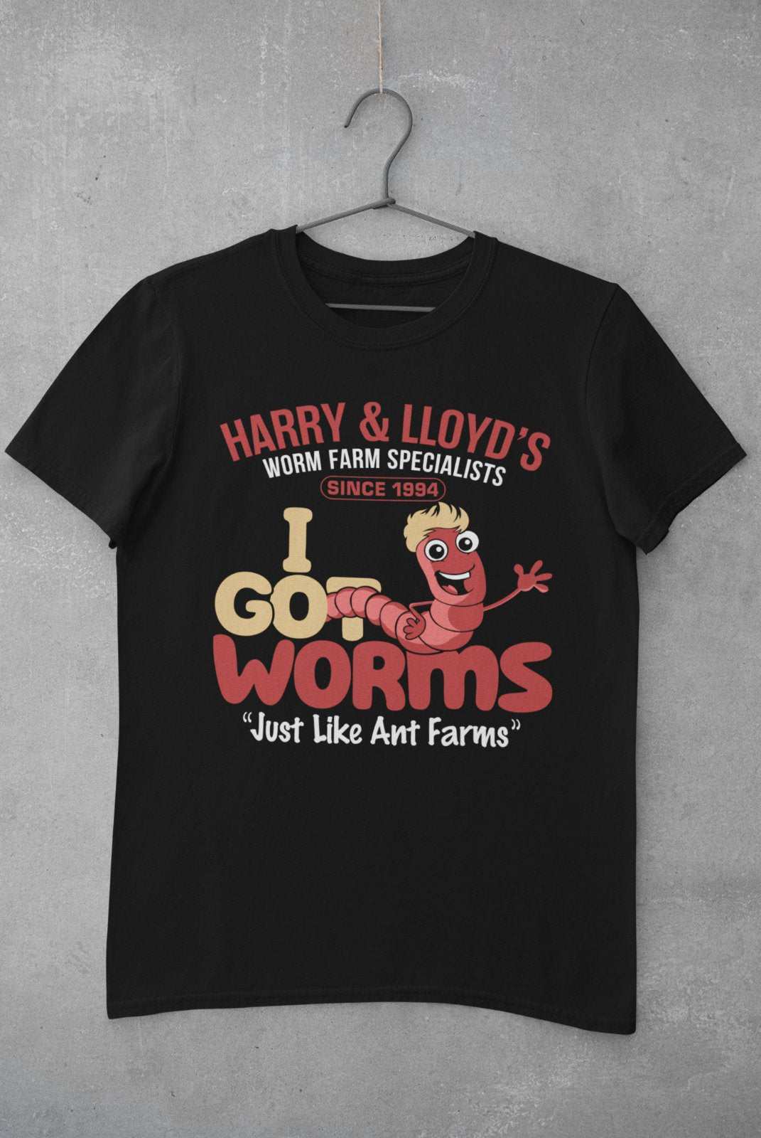 Funny T-Shirt Harry & Lloyds Worm Farm Dumber Dumb Retro Movie 1994 Joke Gift T-Shirt