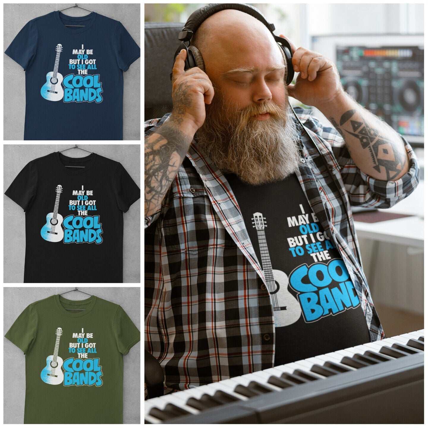 Funny T-Shirt I May Be Old But I Got To See All The Cool Bands Old Guy Gift T-Shirt