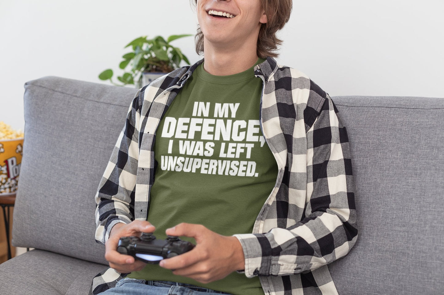 Funny T-Shirt In My Defence I Was Left Unsupervised Sarcastic Joke Work Gift T-Shirt