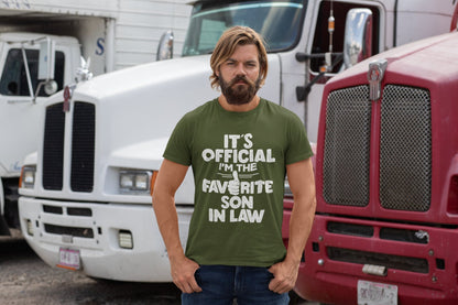 Funny T-Shirt It's Official I'm The Favorite Son In Law Gift Wedding T-Shirt