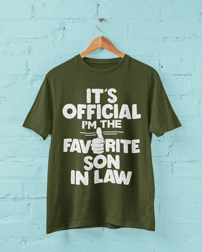 Funny T-Shirt It's Official I'm The Favorite Son In Law Gift Wedding T-Shirt
